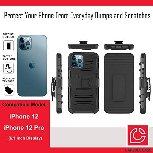 מארז Ohiya תואם ל- iPhone 12 Pro [הגנה על כיתה צבאית חסרת זעזועים כבד עמדות קיקסטנד נרתיק מגן על